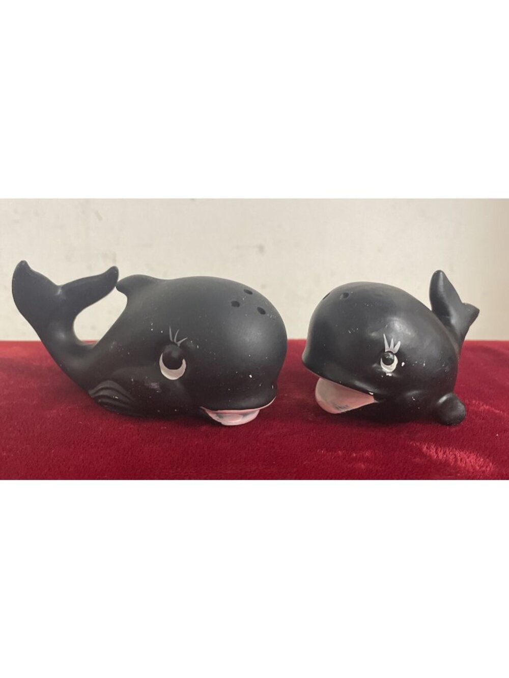 Anthropomorphic Mom and Baby Whale Salt & Pepper Shakers Vintage